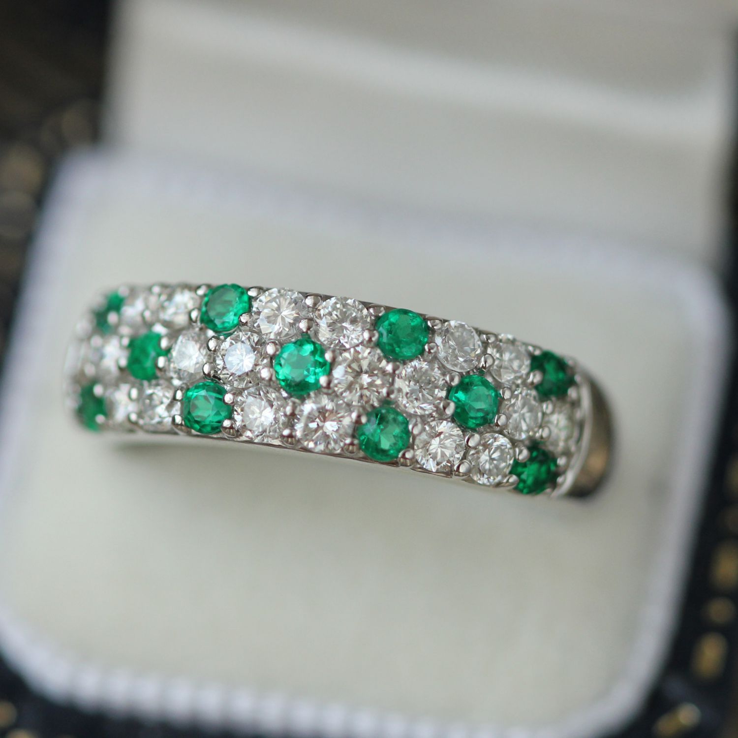 925 Silver White Gold Plated Diamond Natural tsavorite gemstone Engagement Ring